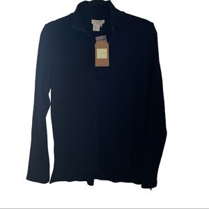 Tru Luxe Women’s Black Mock Neck Rib Knit Henley - XL - NWT